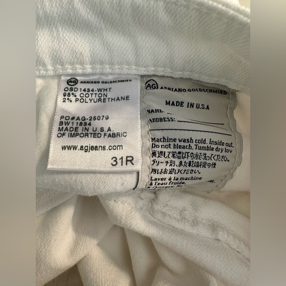 AG Adriano Goldschmied The Prima Mid Rise Cigarette Leg Denim Jeans White 31R - Picture 11 of 13